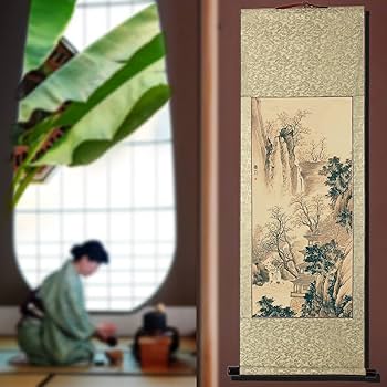 Amazon.co.jp: 画家手描き 掛軸 掛け軸 おしゃれ 水墨山水画 帰